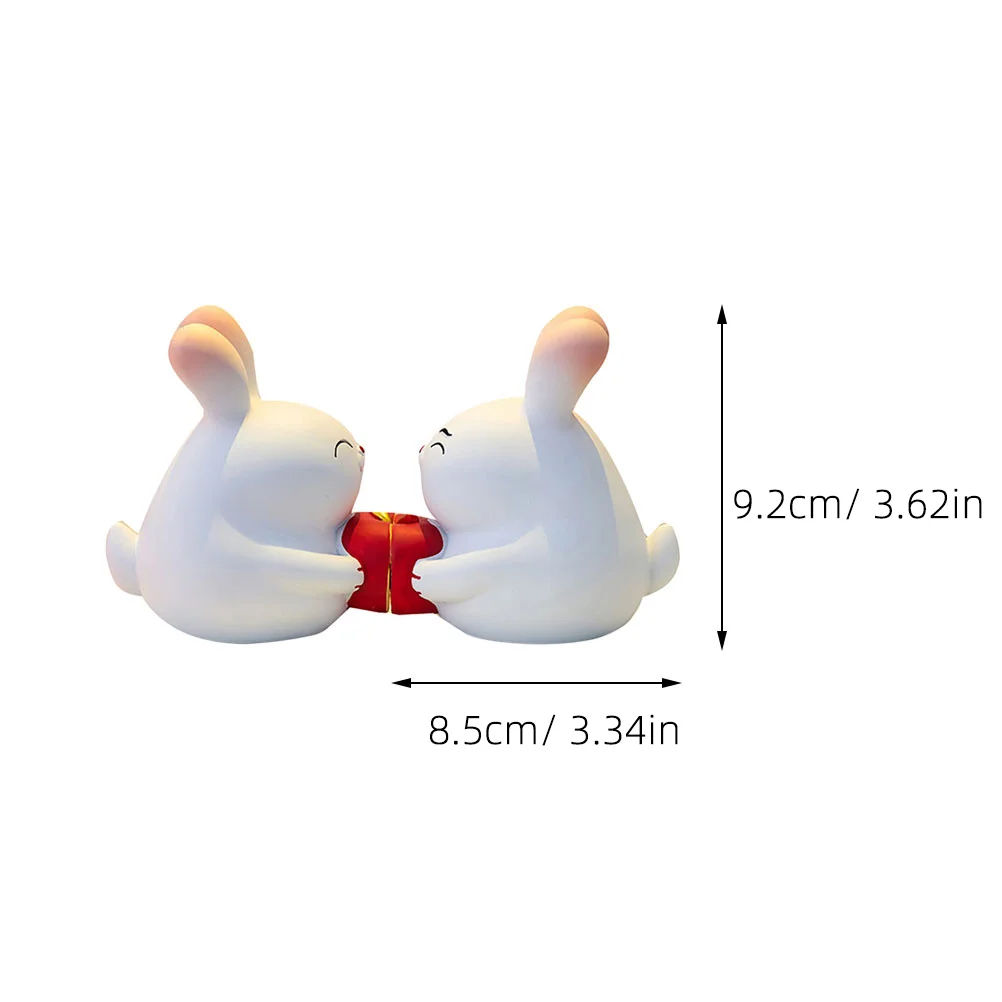 

1Pair Resin Rabbit Statue Couple Bunny Sculpture Romantic Wedding Room Decoration Gift Wedding Party Decoration