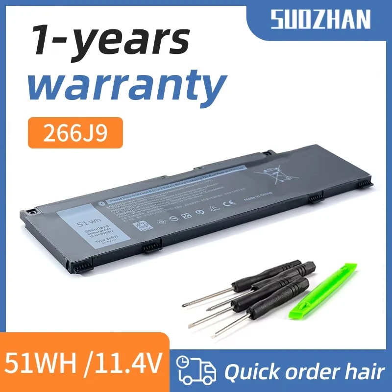 

SUOZHAN 266J9 Laptop Battery for Dell G3 15 3590 3500 G5 15 5500 5505 Inspiron 14 5490 266J9 M4GWP PN1VN 11.4V 51WH