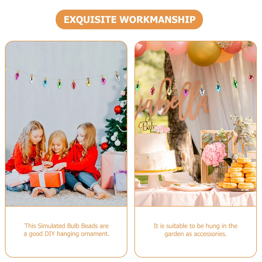 คริสต์มาสปลอมไฟลูกปัดตกแต่งสําหรับบ้านมินิสวนต้นไม้เครื่องประดับที่มีสีสันหลอดไฟพลาสติกหัตถกรรม Miniatures