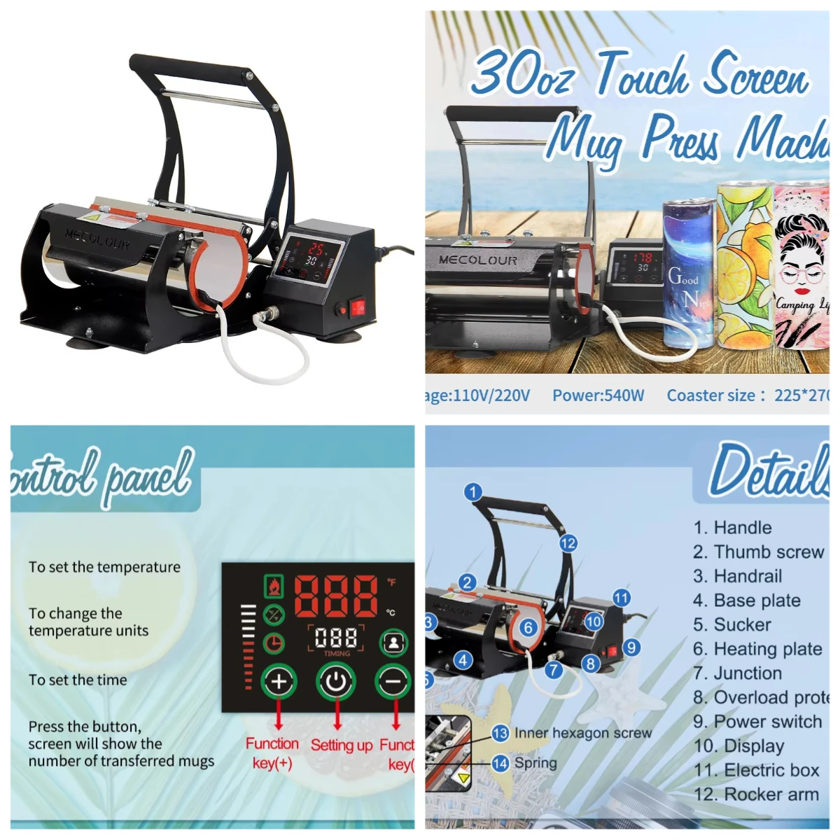 2026 New 20oz 30oz Straight Skinny Tumbler Heat Press Machine for 20 Oz Tumbler Heat Press