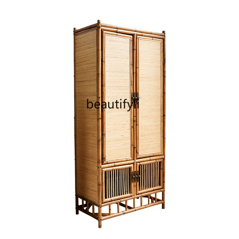 

Bed & Breakfast Rattan Wardrobe Home Bedroom Storage Creative Retro Natural Rattan Storage Cabinet