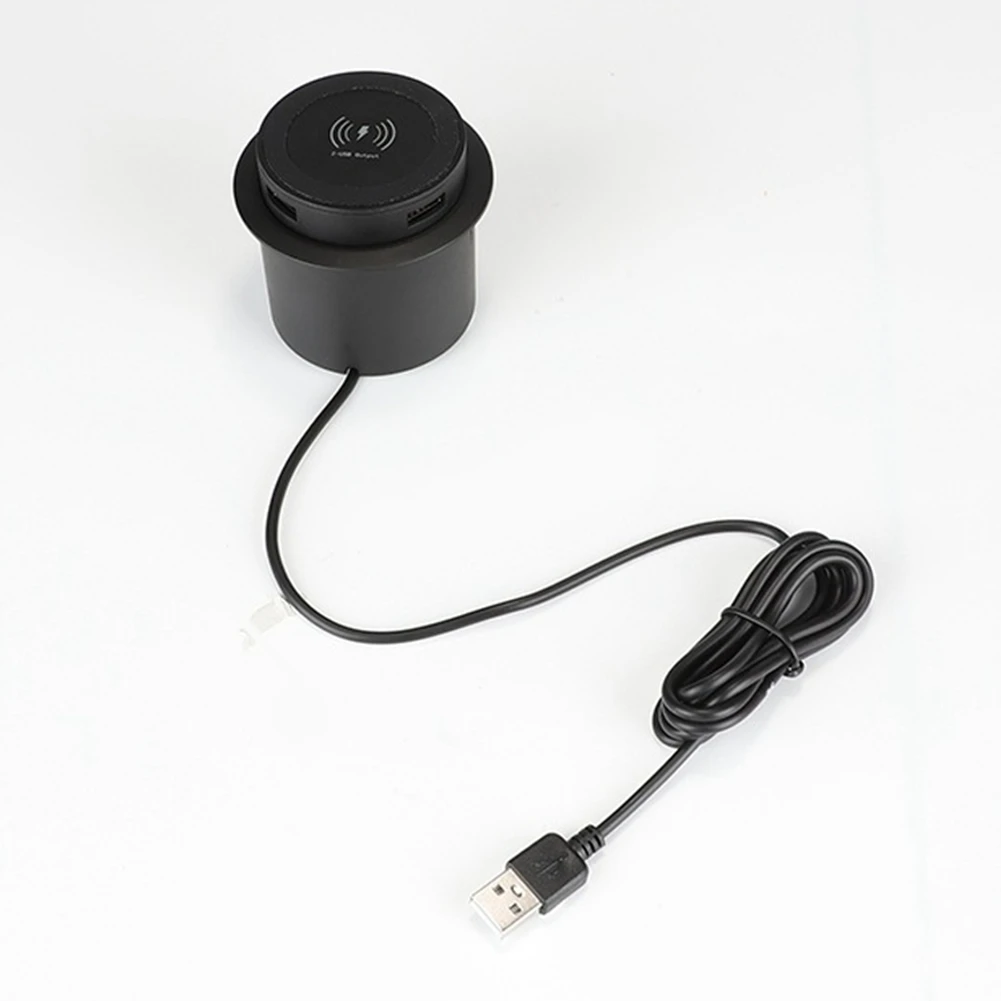 A73E-10W Fast Wireless Charger Pop-Up Desktop Embedded Fast Wireless Charger with USB Port Universal for Smartphone