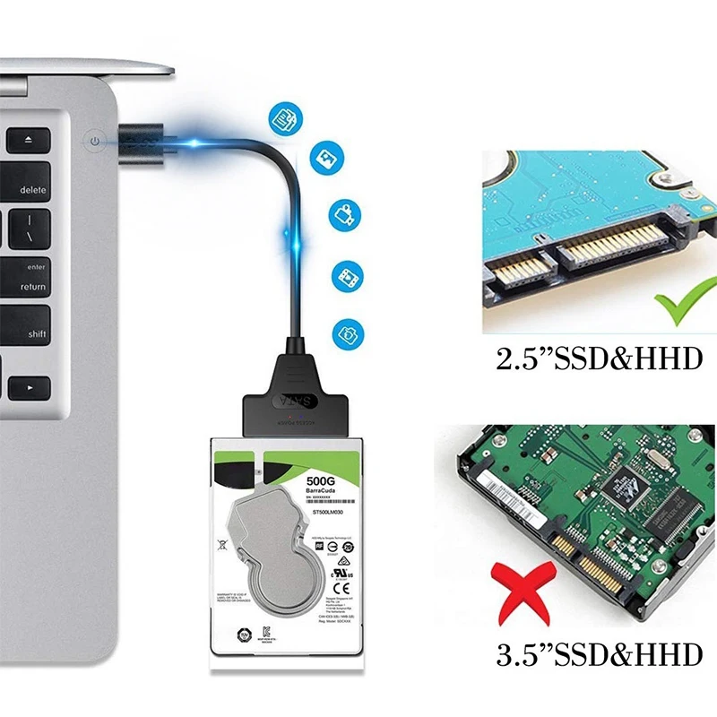 22 Pin USB SATA 2 5 Adapter Cables Hard Drive Disk Portable Converter Computer Connection Wire Household USB 3 0