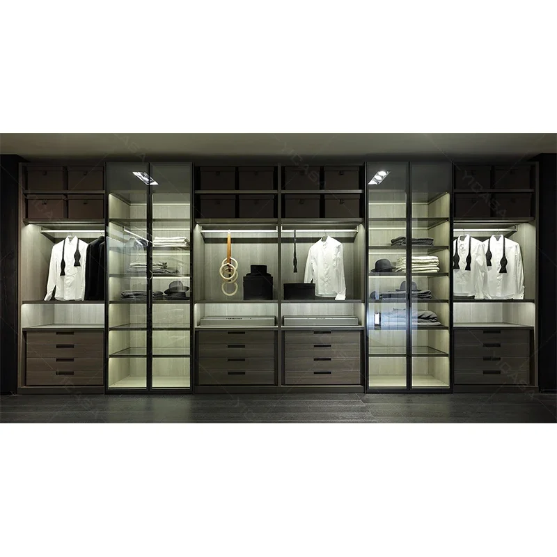 Italian Style Aluminium Wardrobe Glass Profiles Wardrobe Shelves