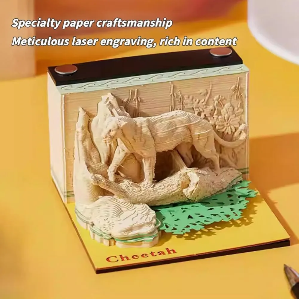 Pen Holder 3D Paper Carving Creative DIY Paper Quality Beast Panoramic Paper Engraved Laser Engraved Animal Notepad