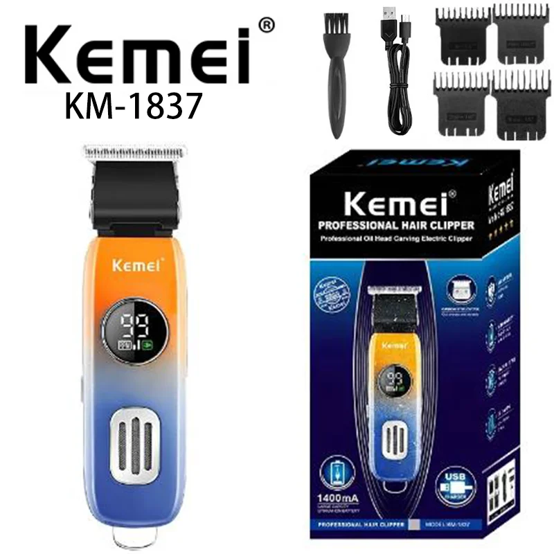 Kemei KM-1837ที่ตัดขนไฟฟ้ากันน้ำสำหรับผู้ชายแบบมืออาชีพชาร์จไฟได้