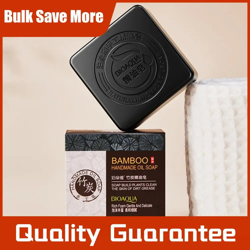 Bamboo Charcoal Whitening Soap Deep Cleansing Remove Acne Essential Oil Soap