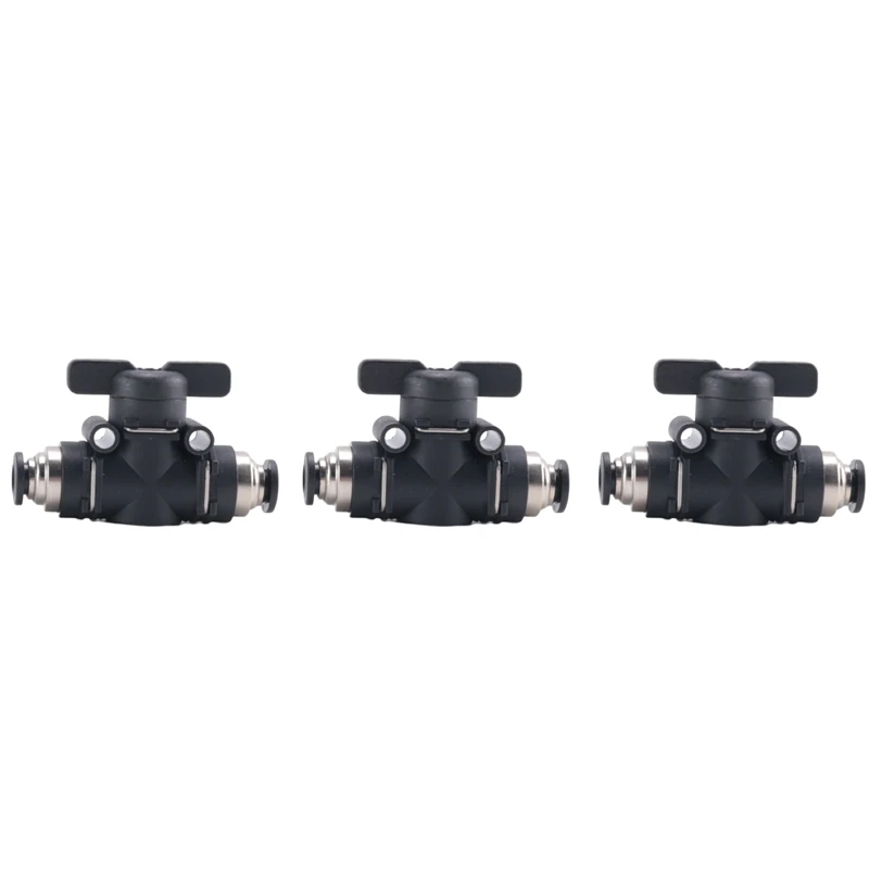 6Mm Push Connect Valve Ball Valve 6Mm Air Flow Control Valve Quick Connect Valve Tube Fittings 3 Pack Durable Easy To Use