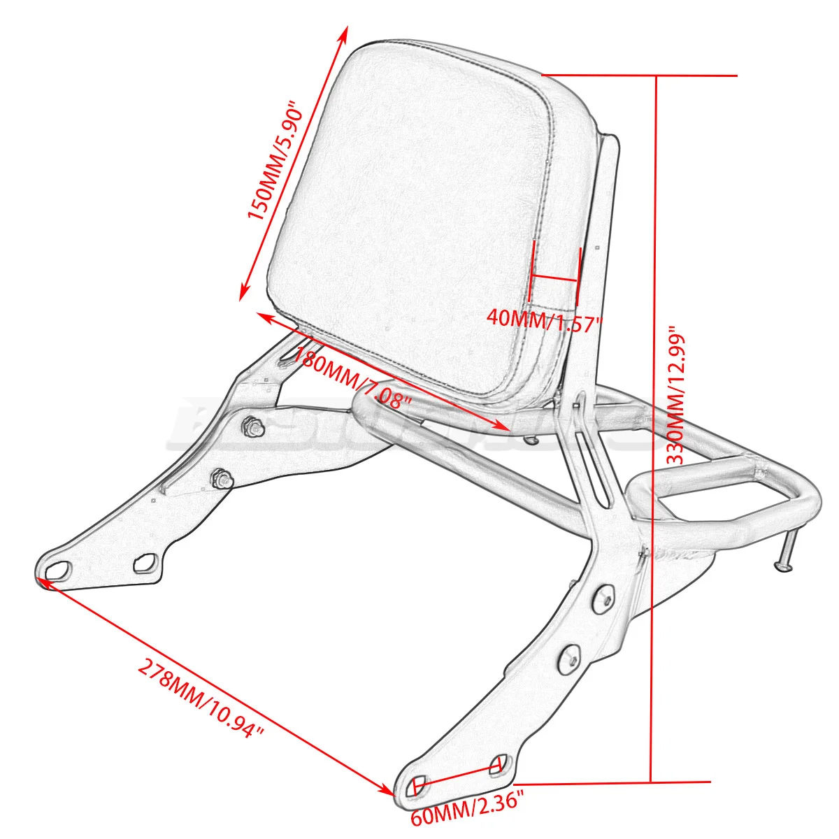 Motorcycle Backrest Sissy Bar Luggage Rack For Triumph Bonneville T100 T120 Street Scrambler 2016 2017 2018 2019 2020 2021