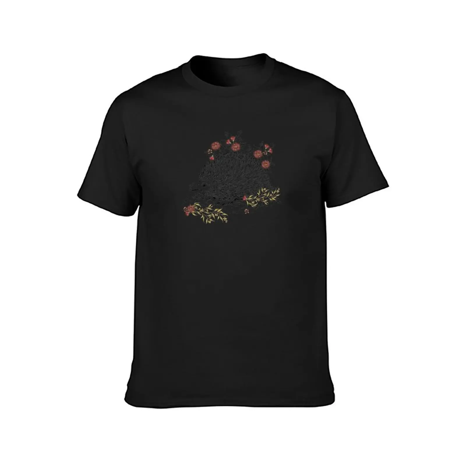 AUSTRALIAN NATIVE ANIMALS. ECHIDNA WITH HAND ILLUSTRATED AUSTRALIAN BUSHLAND WILDFLOWERS T-Shirt