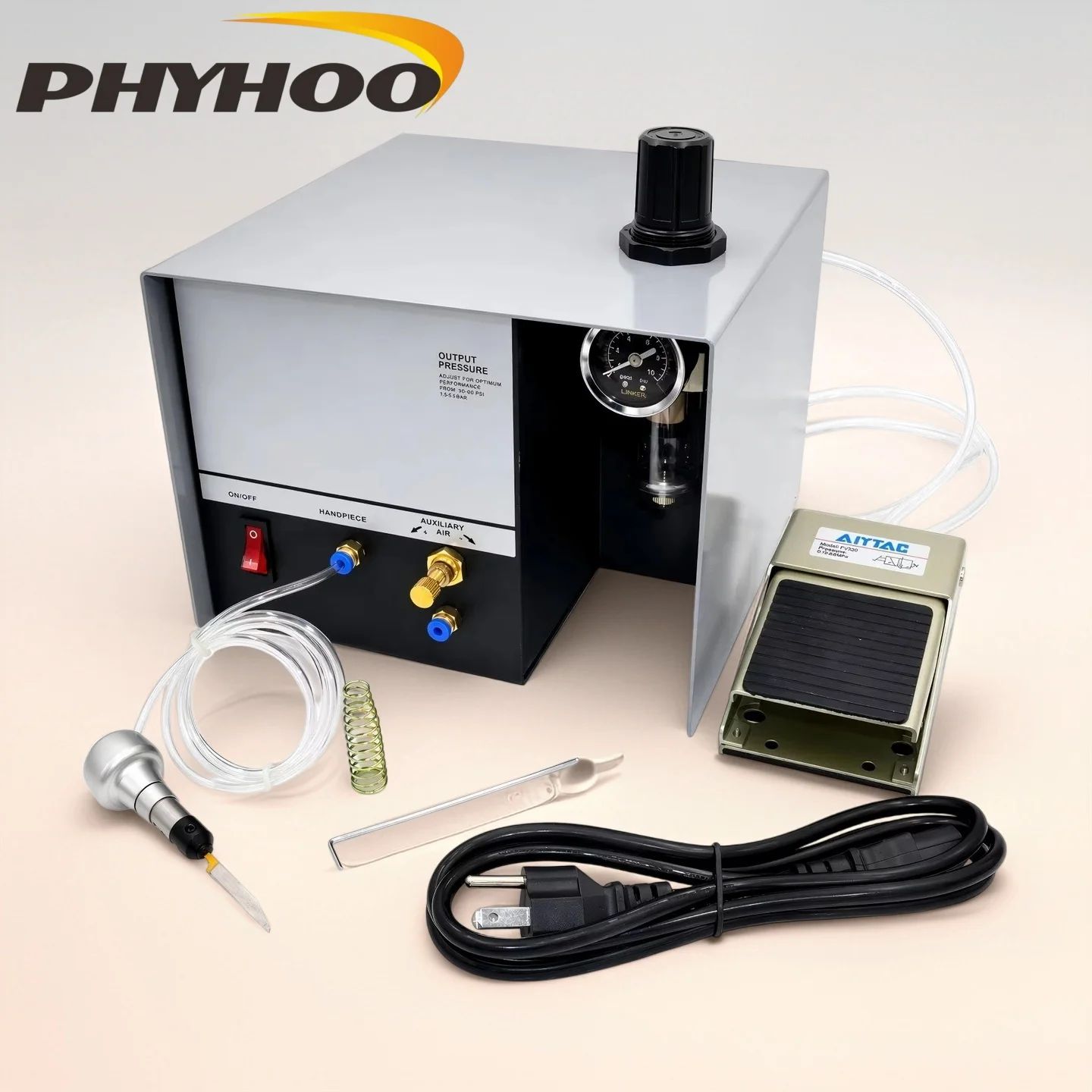 PHYHOO 110/220V Pneumatic Impact Engraving Machine Precision Desktop Engraver Single Ended Adjustable Speed Jewerly Making Tools