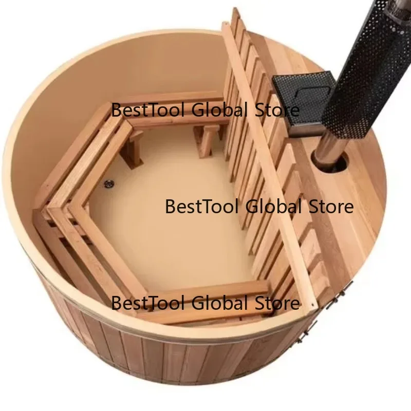 Wood Fire Hot Tub Outdoor Hot Tub Red Cedar Barrel Best New Product 6 People 8 People with Wood Burning Stove