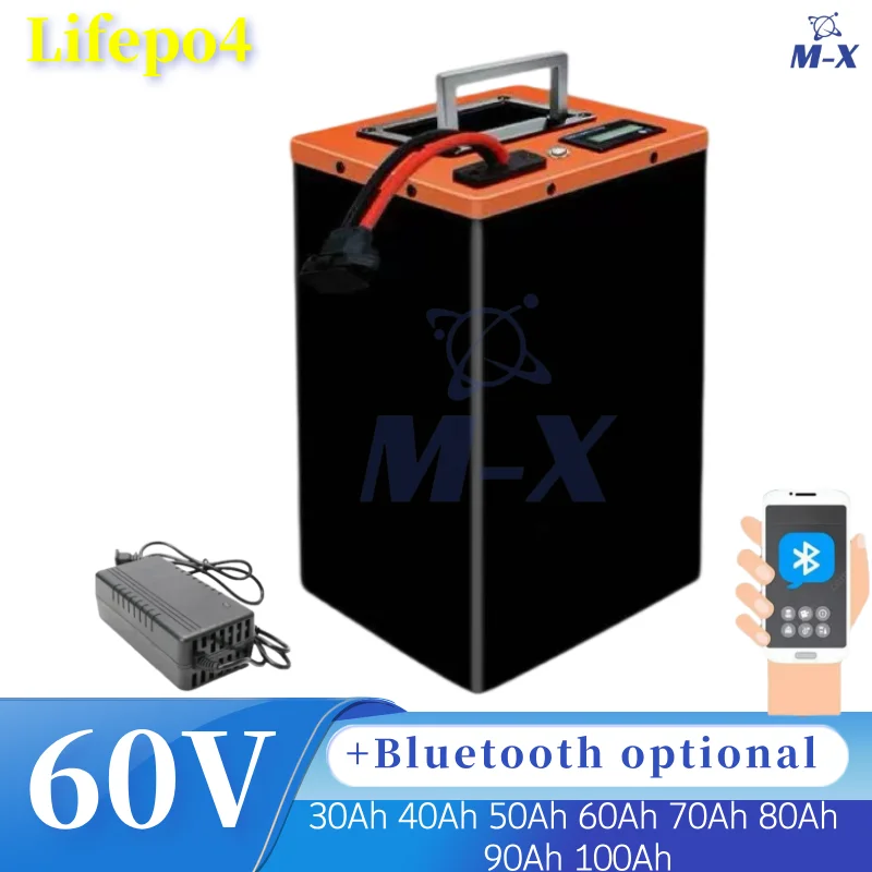 

60V 30Ah Lithium Battery 40Ah 50Ah 60Ah 70Ah 80Ah 90Ah 100Ah LiFePO4 with BMS for 500W 800W 1000W 1800W 3000W Golf Cart RV