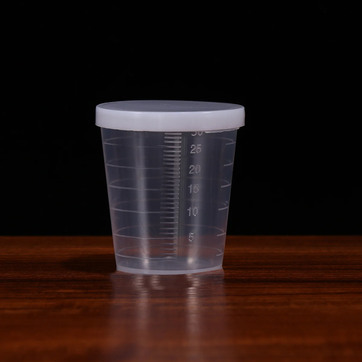 

50Pcs Plastic Measuring Cups Transparent 30ml Disposable Specimen Container Lid Scale Disposable Measuring Cups