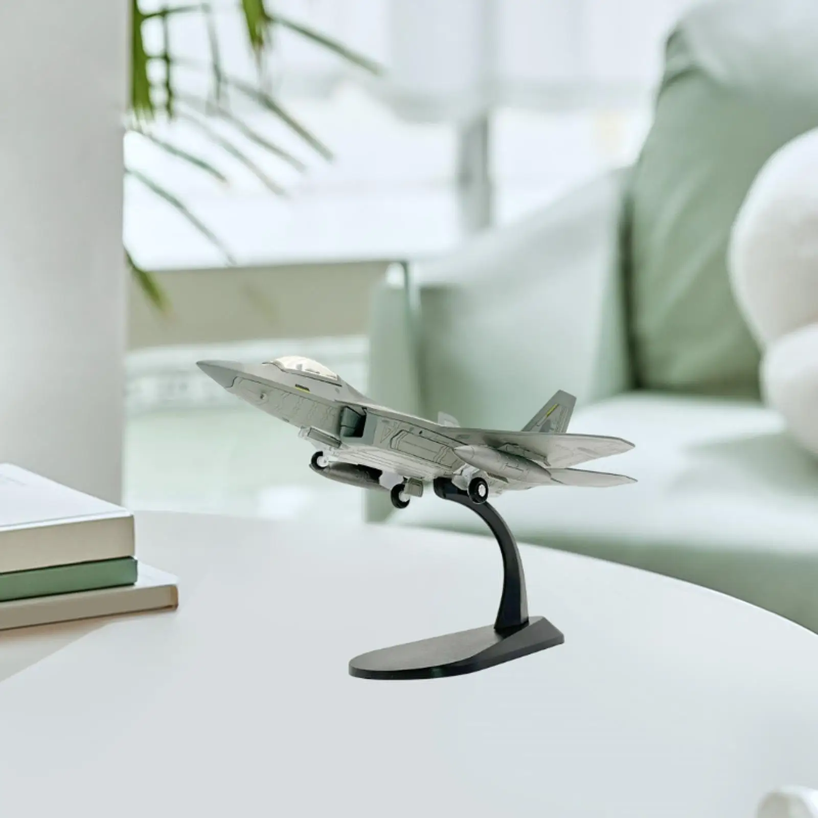 

1/100 F22 Stealth Fighter Model with Display Stand Lifelike Aeroplane Collection for Tabletop Decoration Multipurpose Sturdy