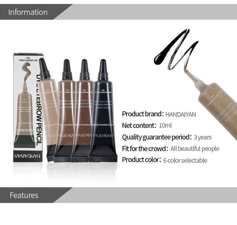 Heallor Professional Eyebrow Enhancers Cream Women Natural Liquid Dyeing Eyebrow Set Brow Tattoo Pigments Lasting Waterproof Eye