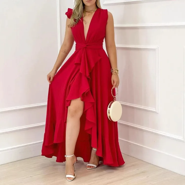 

Summer Women's Long Dresses Camisole Dress Red Vestidos Verano Moda Vestido Mujer Осение Женские Платья Вечернее Платье Женское