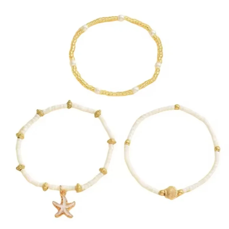 Cute Starfish Shell Rice Bead Multilayer Anklets For Women Foot Chain Ankle Bracelet Beach Jewelry Summer Accessories image 4
