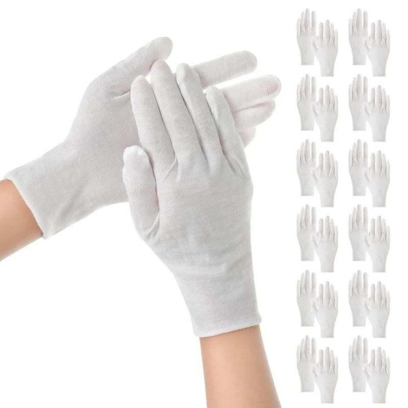 

24PCS White Cotton Work Gloves Breathable Soft Cloth Safety Gloves for Men Women Cleaning Dry Hands Moisturizin Inspection Coin