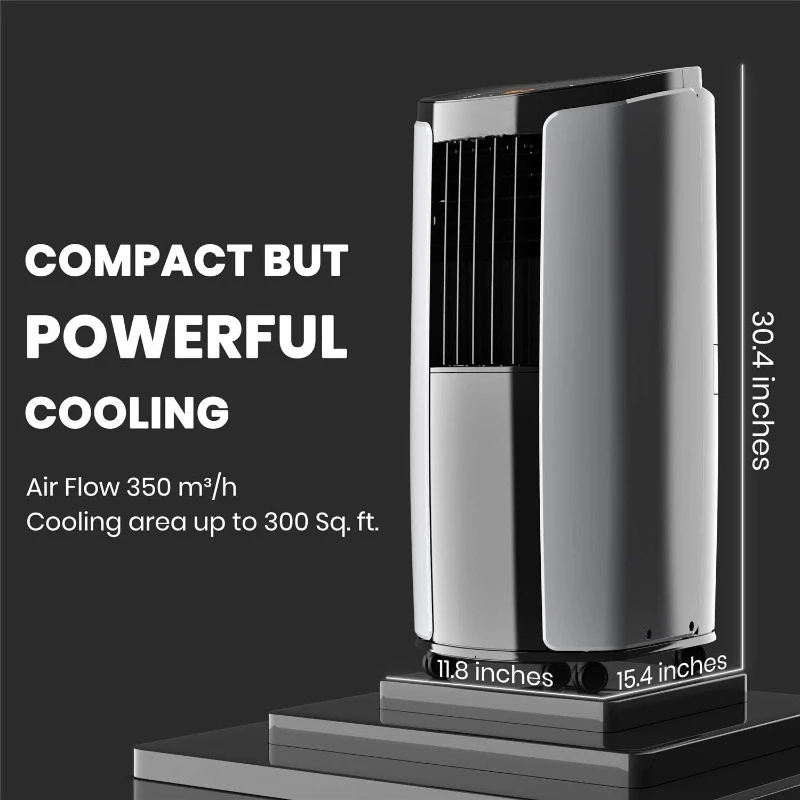 8,000 BTU(ASHRAE) 5,000 BTU (DOE) Portable Air Conditioner Quiet, Window Installation Kit - Cool Rooms Up to 300 Square Feet