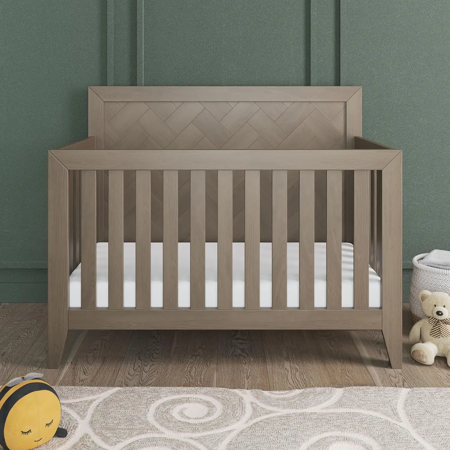 Child Craft Kieran 4-In-1 Convertible Crib, Baby Crib Converts To Day Bed, Toddler Bed And Full Size Bed, 3 Adjustable Mattress