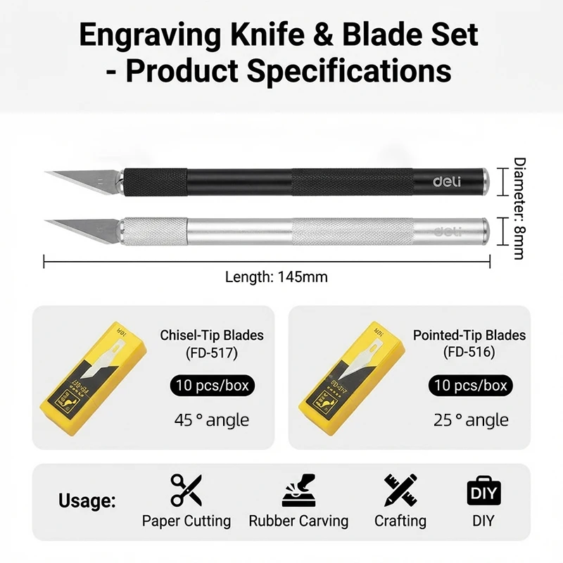 Aluminum Alloy Handle Carving Knife SK5 25° Blade with SK2 25° & 45° 0.5mm Blades for DIY Craft Art Cutting Engraving