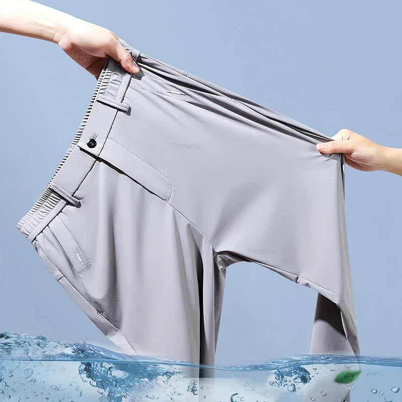 

2026 New Summer Ultra-thin High Stretch Men's Casual Trousers Polyamide Fibre Slim Straight Business Solid Color Trousers Man