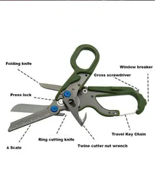 Multifunction Mini Portable Emergency Raptors Shears with Latch Tactical Folding Scissors Outdoor Survival Tool