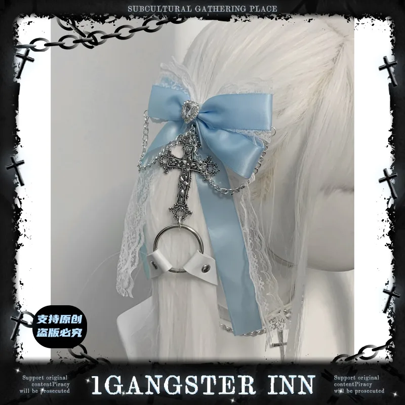 Punk Chain Cross Hairpin hair Clip Headgear Versatile Subculture hair accessories