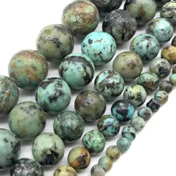 Natural Stone Smooth Matte Africa Turquoises Spacer Loose Beads 15'' Strand 6 8 10mm for Jewelry Making DIY Accessories Bracelet