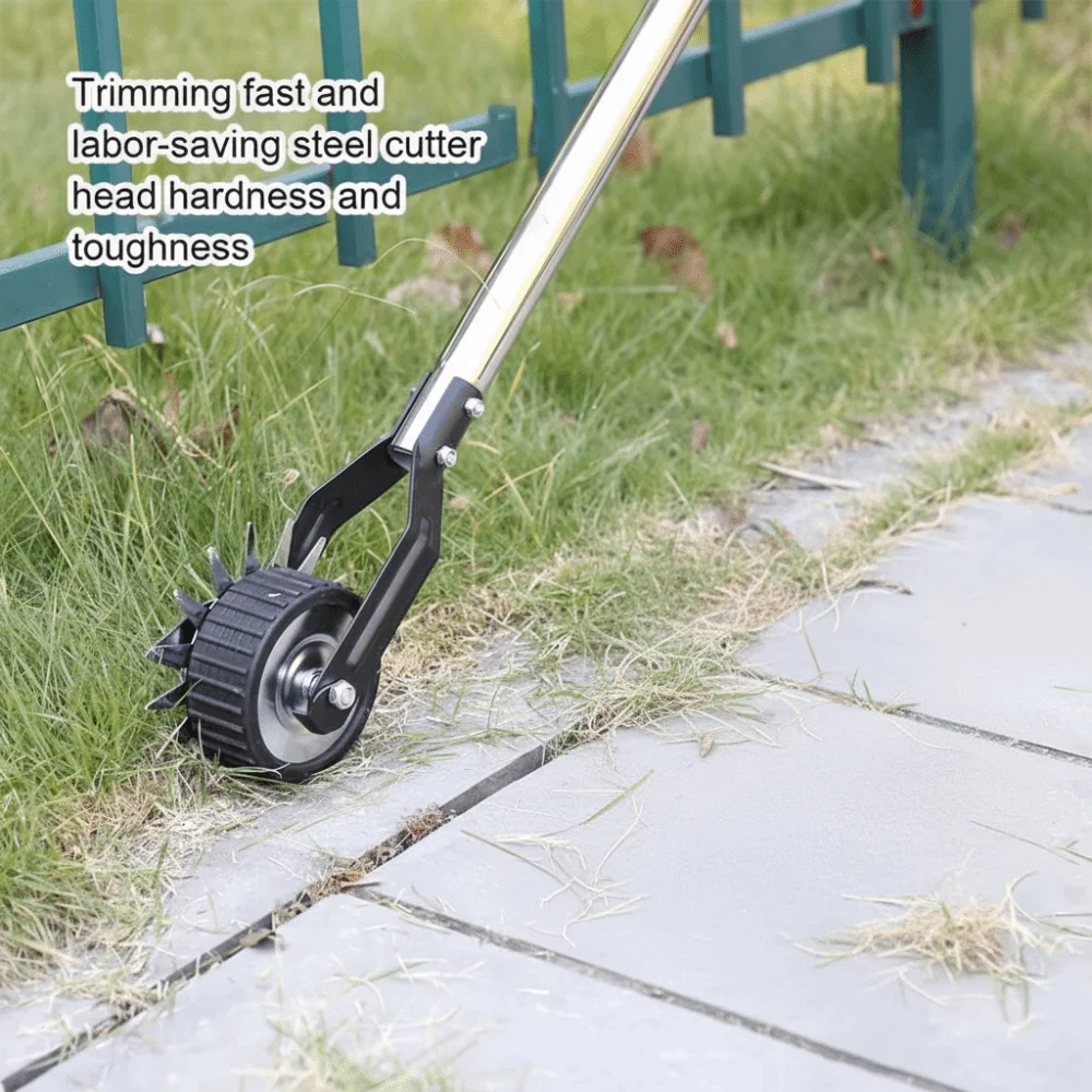 

Stainless Steel Manual Lawn Trimmer Fast Adjustable Handle Lawn Edger Wheeled Design Metal Construction Garden Edging Tool