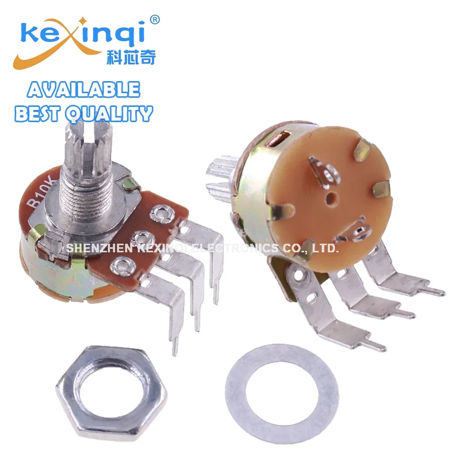 5set/pack  WH148 Potentiometer+Cap Bent Pin Single With Switch B5K B10K 50K 100K 500K 15MM Sound Volume Adjustable Potentiometer