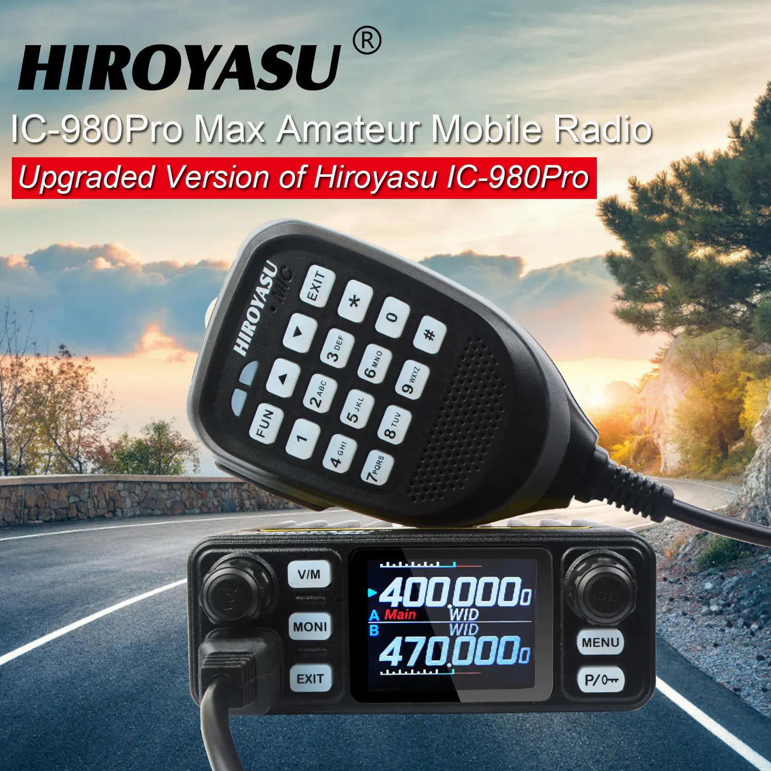 Walkie Talkie HIROYASU IC-980Pro Max 2m/70cm VHF UHF 144/430MHz FM/AM Dual Band DTMF 1750Hz Scrambler Vox Amateur Mobile Radio