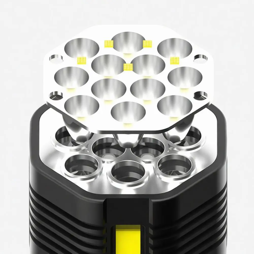 Powerful 12LED Flashlight High Brightness Rechargeable Handheld Torch Aluminum Alloy COB Side Light For Outdoor Camping Hiking