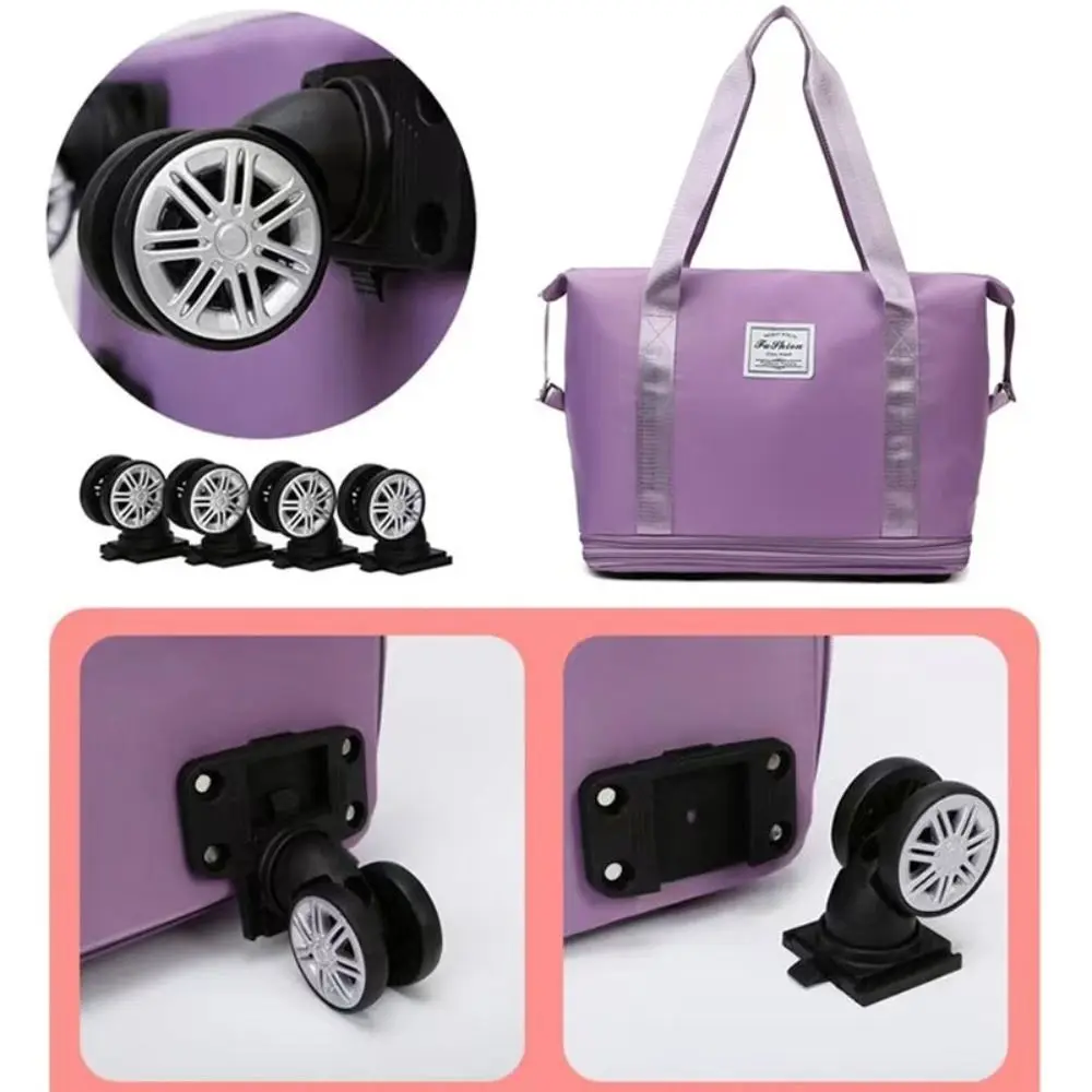 Travel Trolley Luggage Storage Bag With Wheels Waterproof Pulley Portable Collapsible Expandable Fashion Large Capacity Clothes