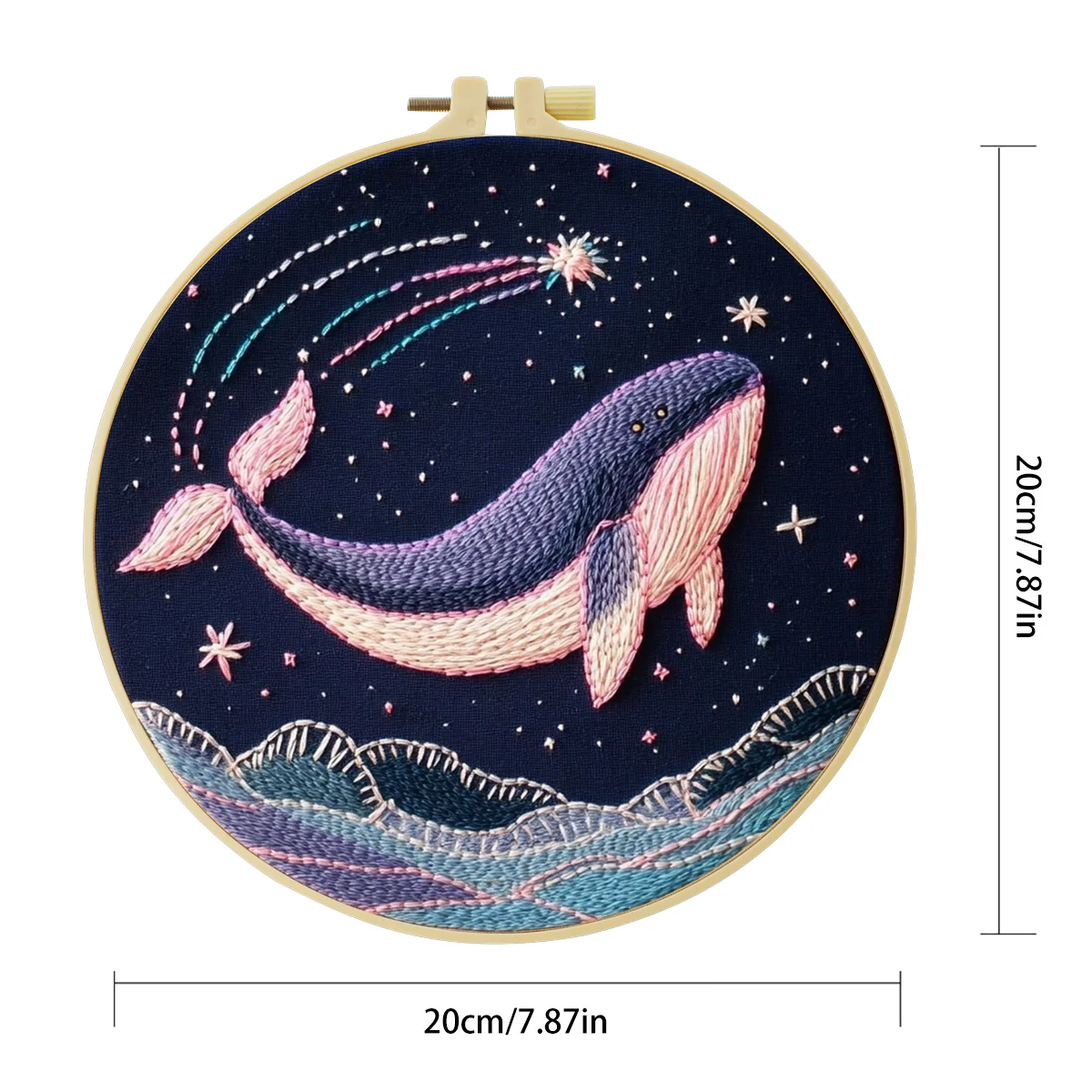 1 Stück 20X20CM/7,87 Zoll Delfin-Stickerei-Starter-Kit DIY-Set Handarbeits-Malerei Nadelkunst Heimdekoration – Detail 5
