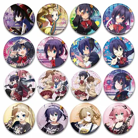 Cartoon Character Rikka Takanashi Sanae Yuuta Brooch Kawalii Anime Soft Button Pin Enamel Badge Bag Clothing Accessories Gifts