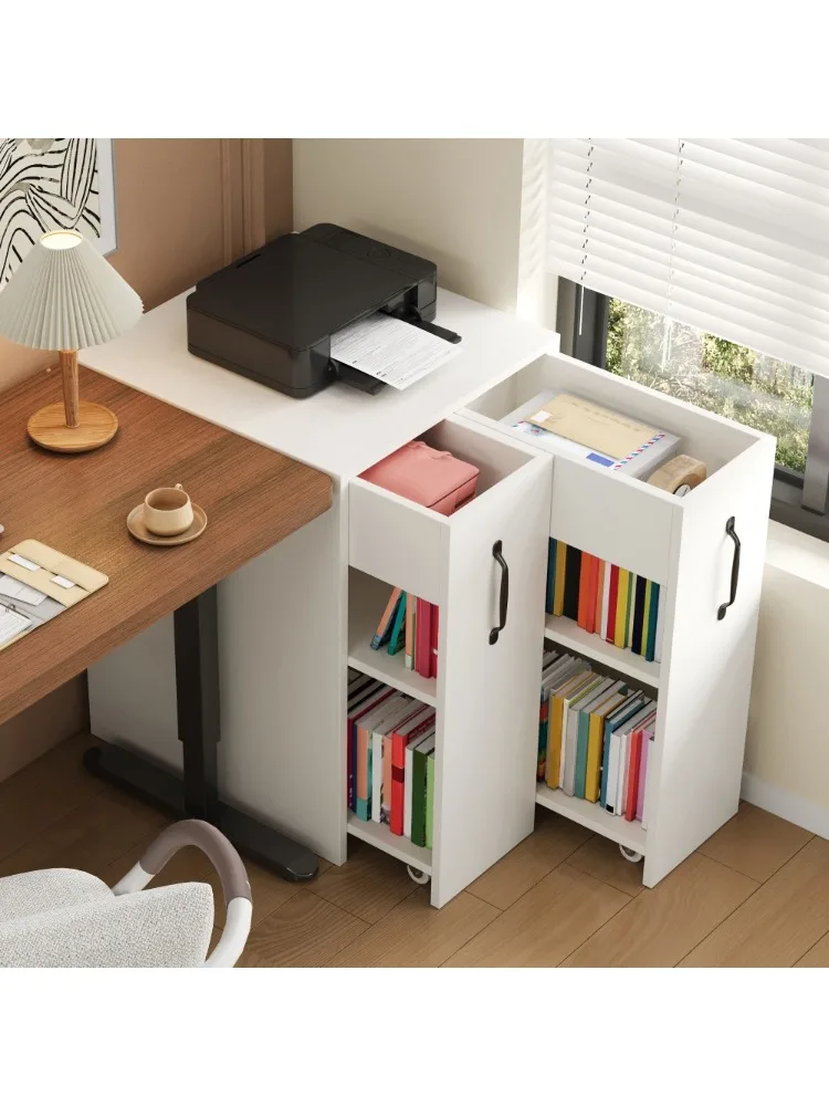Kleine boekenkast met wielen, met planken en laden, links/rechts omkeerbare configuratie, valbeveiliging, nachtkastje - afbeelding 2