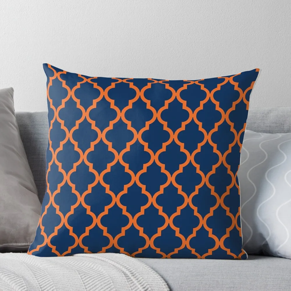 

Moroccan Pattern: Orange & Navy Blue Throw Pillow Couch Cushions Cushions For Decorative Sofa christmas decorations 2024