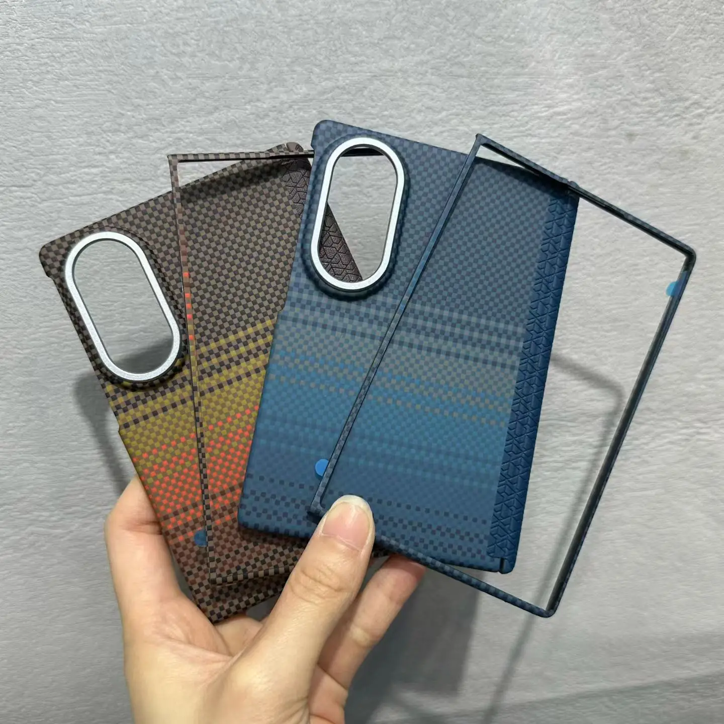 600D Retro Plaid Carbon Fiber Shell for Samsung Galaxy Z Fold 7 8Ultra fold hinge Magnetic Shell Ultra-Thin Lightweight Armor