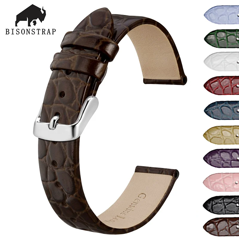 

BISONSTRAP New Women Genuine Leather Watch Straps 8mm 10mm 12mm 14mm 16mm 18mm 19mm 20mm Replacement Band Bracelet Lady Watchban