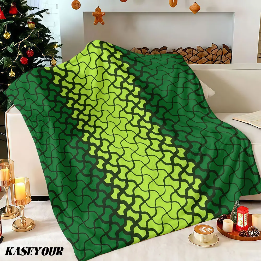 Gradient Green Snake Skin Winter Summer Flannel Blanket Throw Fleece Soft Fuzzy Plush Cozy Fleece Blankets for Sofa Ideal Gifts