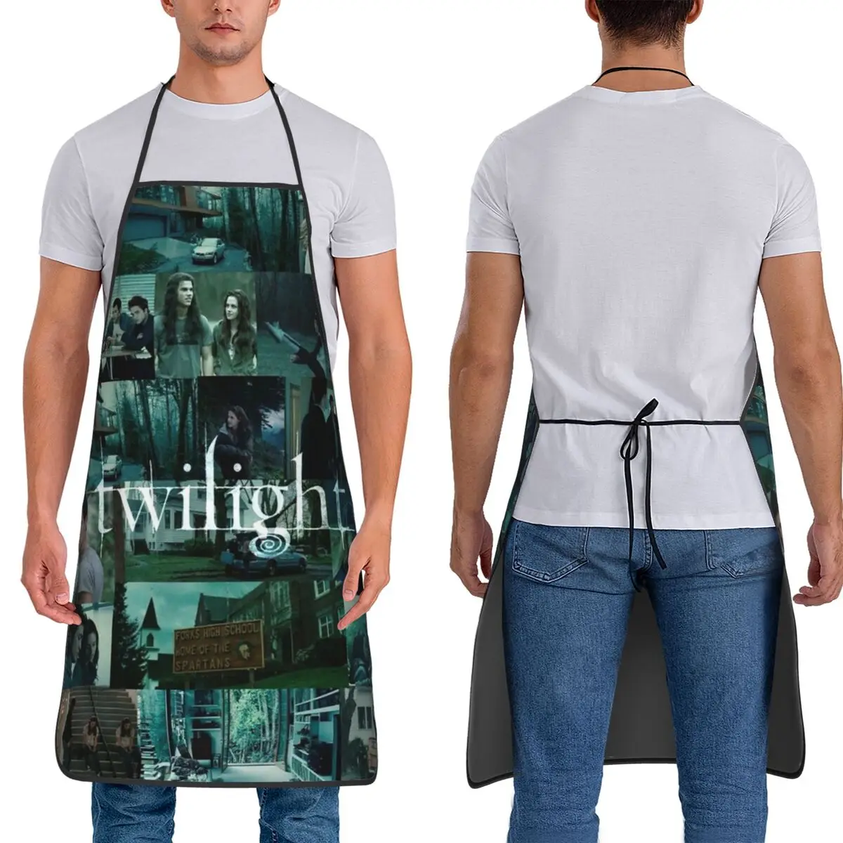 

Edward Cullen Twilight Movie Aprons Chef Cuisine Tablier Sleeveless Bib Kitchen Cleaning Pinafore for Women Men Painting