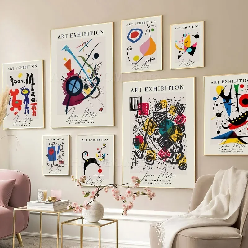 Joan Miro Print Surrealist Museum Exhibition Poster Wall Art Canvas Painting Colorful Drawing Picture For Living Room Home Decor