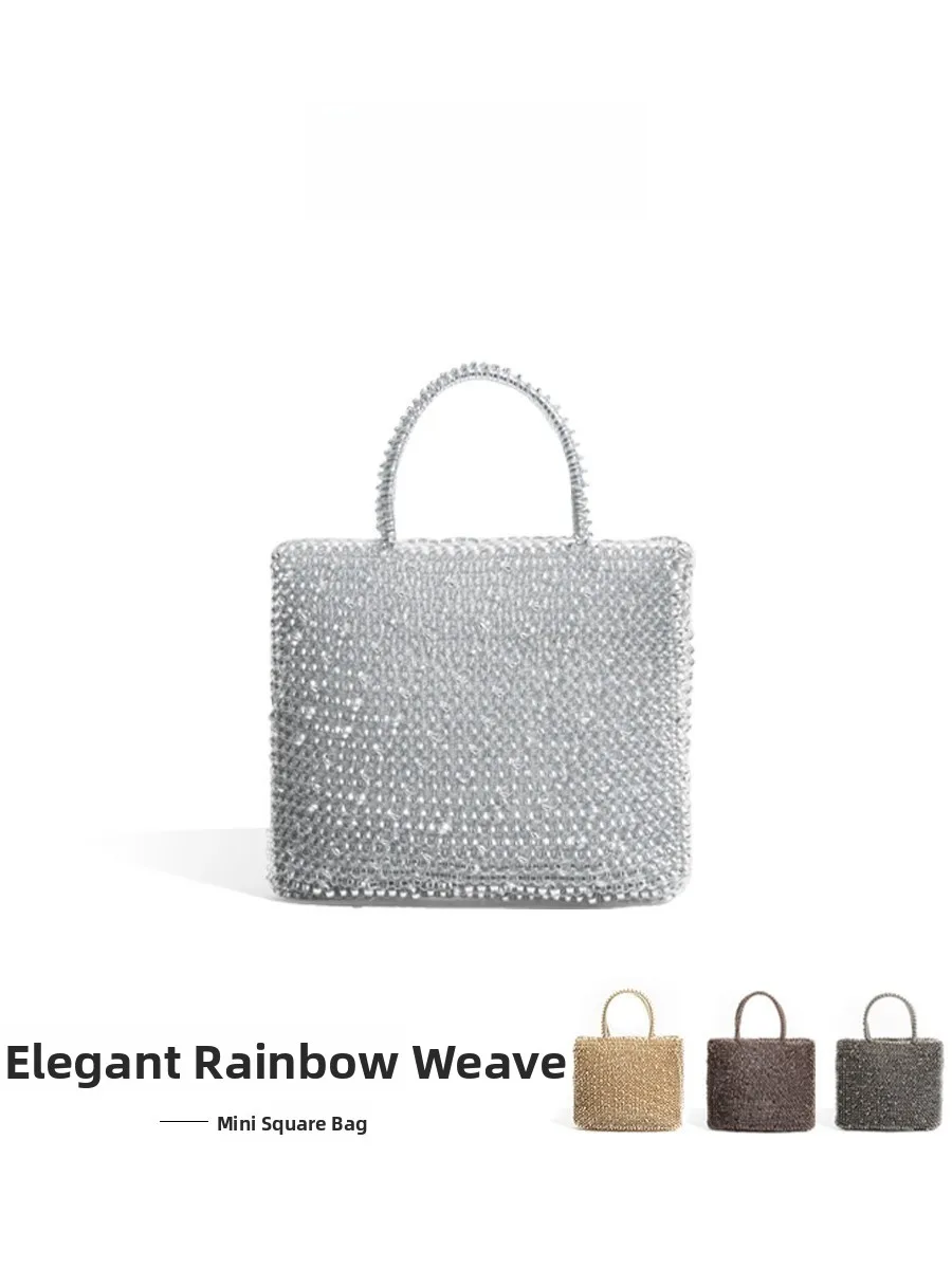 

Hanrted Chain Link Bag Small Square Bag Versatile Crossbody Handbag Ele Braided Design Suitable for Daily Use