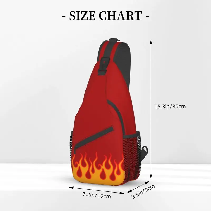 Mochila cruzada con llamas de fuego para hombre, bolso de hombro para el pecho, a la moda, para acampar y ciclismo