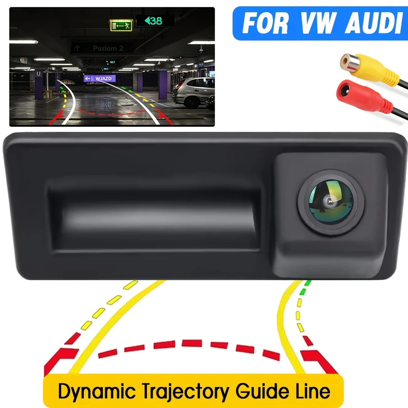 Dynamic Trajectory Reverse Car Camera with Moving Guide Parking Line - for Audi A4, A5, S5,Q3, Q5 & VW Passat,Tiguan,Golf,Jetta