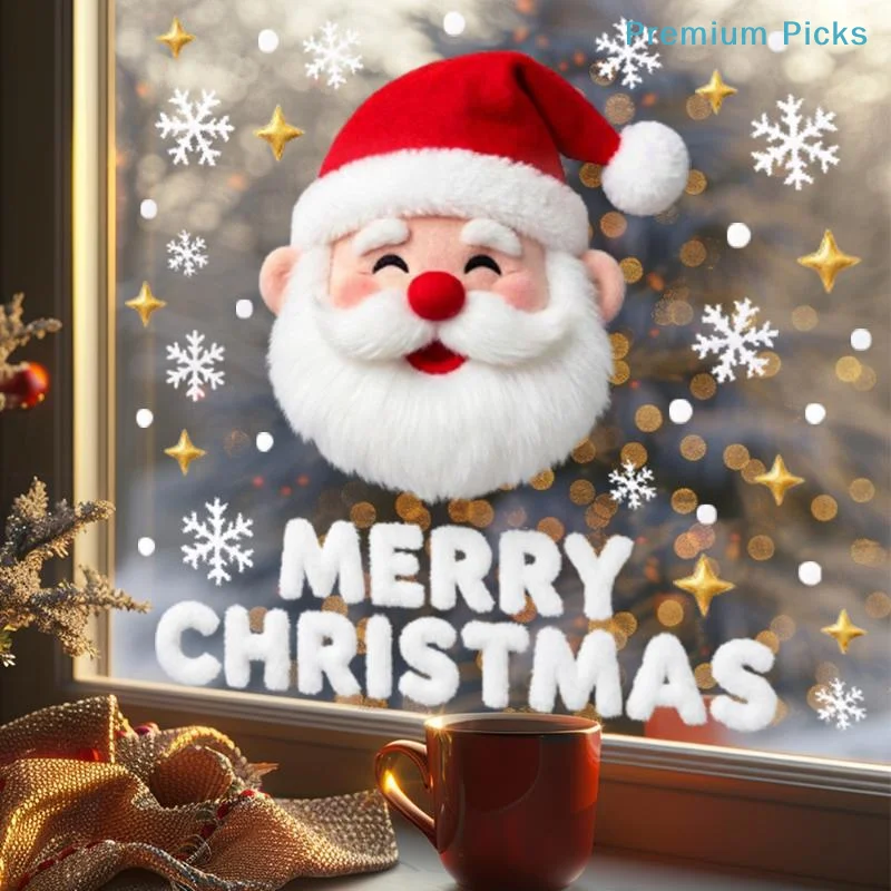 portableChristmas Window Stickers Double Sided Same Color Self Adhesive Decals for Glass Door Home Shop Xmas Holiday Decoration