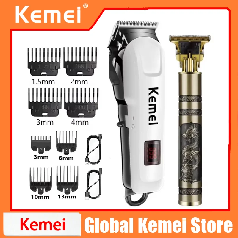 

Kemei Electric Hair Clipper Hair Cut Wireless Trimmer Men Professional Clipper Machine Rechargeable Hair Cut Barber 809A T9