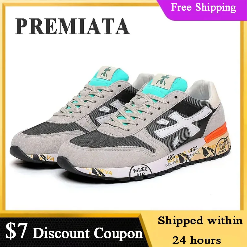 PREMIATA Men's Casual Sneakers Outdoor Sports New Generation Design Breathable Waterproof Multi-color Element Trend Man Shoes